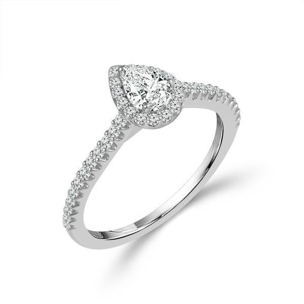 Pear Diamond Halo Promise Ring - Furnari Jewelers
