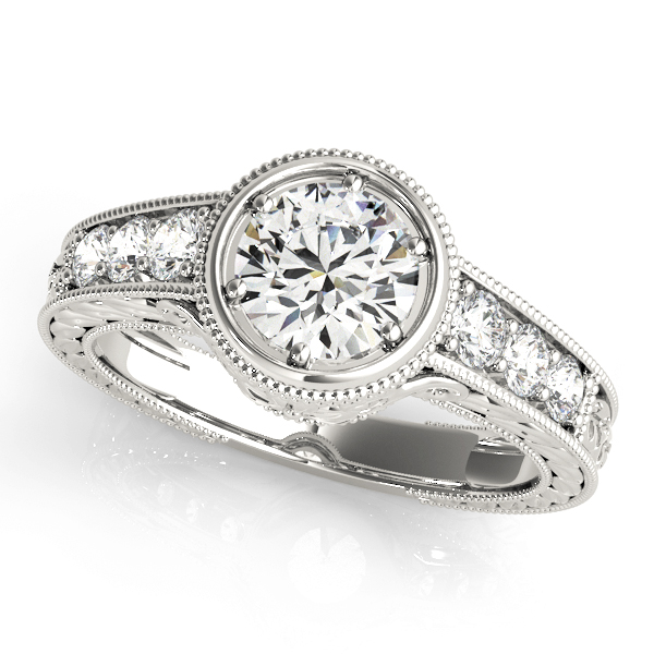 Fana Contemporary Bezel-Set Round Diamond Solitaire Engagement Ring With  Diamond Band S3342 - Diamond District
